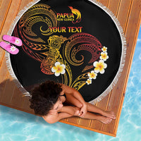 Personalised Papua New Guinea Sepik Beach Blanket Plumeria Floral Tribal Pattern - Polynesian Pride