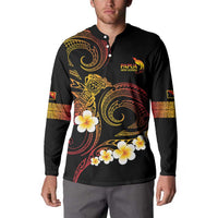 Personalised Papua New Guinea Sepik Button Sweatshirt Plumeria Floral Tribal Pattern - Polynesian Pride
