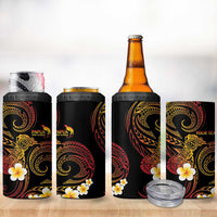 Personalised Papua New Guinea Sepik 4 in 1 Can Cooler Tumbler Plumeria Floral Tribal Pattern - Polynesian Pride