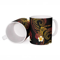 Personalised Papua New Guinea Sepik Ceramic Mug Plumeria Floral Tribal Pattern - Polynesian Pride