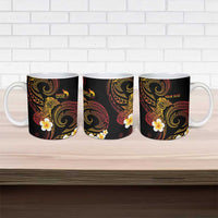 Personalised Papua New Guinea Sepik Ceramic Mug Plumeria Floral Tribal Pattern - Polynesian Pride