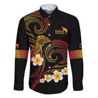 Personalised Papua New Guinea Sepik Family Matching Long Sleeve Bodycon Dress and Hawaiian Shirt Plumeria Floral Tribal Pattern - Polynesian Pride