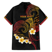 Personalised Papua New Guinea Sepik Family Matching Off The Shoulder Long Sleeve Dress and Hawaiian Shirt Plumeria Floral Tribal Pattern - Polynesian Pride