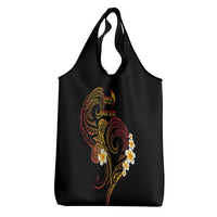 Personalised Papua New Guinea Sepik Grocery Bag Plumeria Floral Tribal Pattern - Polynesian Pride