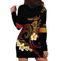 Personalised Papua New Guinea Sepik Hoodie Dress Plumeria Floral Tribal Pattern - Polynesian Pride