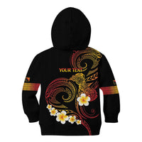 Personalised Papua New Guinea Sepik Kid Hoodie Plumeria Floral Tribal Pattern - Polynesian Pride