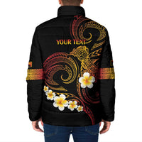 Personalised Papua New Guinea Sepik Padded Jacket Plumeria Floral Tribal Pattern - Polynesian Pride