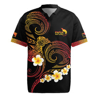 Personalised Papua New Guinea Sepik Rugby Jersey Plumeria Floral Tribal Pattern LT9 Black - Polynesian Pride