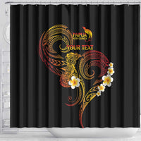 Personalised Papua New Guinea Sepik Shower Curtain Plumeria Floral Tribal Pattern - Polynesian Pride
