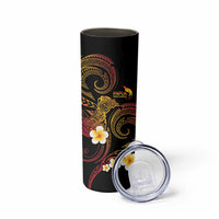 Personalised Papua New Guinea Sepik Skinny Tumbler Plumeria Floral Tribal Pattern - Polynesian Pride