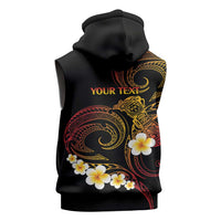 Personalised Papua New Guinea Sepik Sleeveless Zip Hoodie Plumeria Floral Tribal Pattern - Polynesian Pride