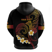 Personalised Papua New Guinea Sepik Zip Hoodie Plumeria Floral Tribal Pattern - Polynesian Pride