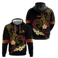 Personalised Papua New Guinea Sepik Zip Hoodie Plumeria Floral Tribal Pattern - Polynesian Pride