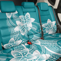 Polynesian Plumeria Flowers Tribal Back Car Seat Cover Pacific Tattoo Teal Style - Polynesian Pride