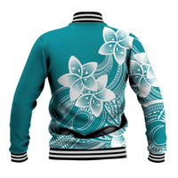 Polynesian Plumeria Flowers Tribal Baseball Jacket Pacific Tattoo Teal Style LT9 - Polynesian Pride