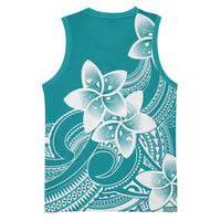 Polynesian Plumeria Flowers Tribal Basketball Jersey Pacific Tattoo Teal Style LT9 - Polynesian Pride