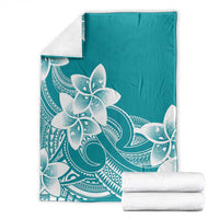 Polynesian Plumeria Flowers Tribal Blanket Pacific Tattoo Teal Style - Polynesian Pride