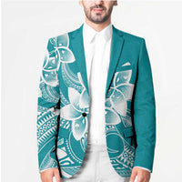 Polynesian Plumeria Flowers Tribal Blazer Pacific Tattoo Teal Style LT9 - Polynesian Pride