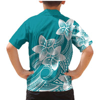 Polynesian Plumeria Flowers Tribal Family Matching Mermaid Dress and Hawaiian Shirt Pacific Tattoo Teal Style - Polynesian Pride
