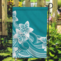 Polynesian Plumeria Flowers Tribal Garden Flag Pacific Tattoo Teal Style - Polynesian Pride