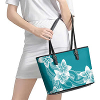 Polynesian Plumeria Flowers Tribal Leather Tote Bag Pacific Tattoo Teal Style LT9 - Polynesian Pride