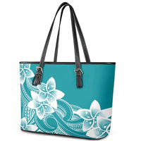 Polynesian Plumeria Flowers Tribal Leather Tote Bag Pacific Tattoo Teal Style LT9 - Polynesian Pride
