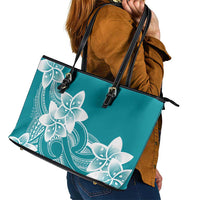 Polynesian Plumeria Flowers Tribal Leather Tote Bag Pacific Tattoo Teal Style LT9 - Polynesian Pride
