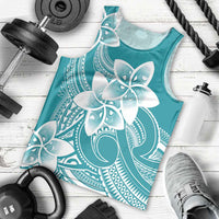 Polynesian Plumeria Flowers Tribal Men Tank Top Pacific Tattoo Teal Style - Polynesian Pride