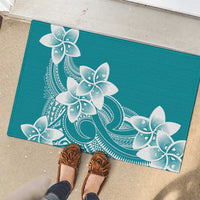 Polynesian Plumeria Flowers Tribal Rubber Doormat Pacific Tattoo Teal Style LT9 - Polynesian Pride