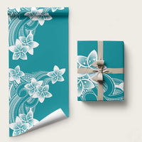 Polynesian Plumeria Flowers Tribal Wrapping Paper Pacific Tattoo Teal Style LT9 58" × 23" Teal - Polynesian Pride