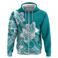 Polynesian Plumeria Flowers Tribal Zip Hoodie Pacific Tattoo Teal Style LT9 Zip Hoodie Teal - Polynesian Pride