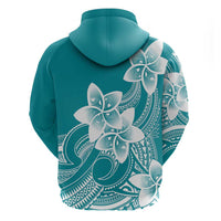 Polynesian Plumeria Flowers Tribal Zip Hoodie Pacific Tattoo Teal Style LT9 - Polynesian Pride