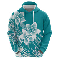 Polynesian Plumeria Flowers Tribal Zip Hoodie Pacific Tattoo Teal Style LT9 - Polynesian Pride
