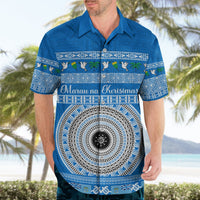 Personalised Fiji Marau Na Kerisimasi Hawaiian Shirt Merry Christmas Tapa Pattern Blue Style LT9 - Polynesian Pride
