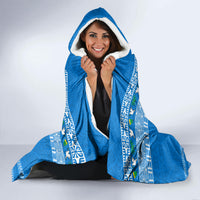 Personalised Fiji Marau Na Kerisimasi Hooded Blanket Merry Christmas Tapa Pattern Blue Style LT9 - Polynesian Pride