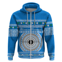 Personalised Fiji Marau Na Kerisimasi Hoodie Merry Christmas Tapa Pattern Blue Style LT9 - Polynesian Pride