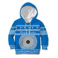 Personalised Fiji Marau Na Kerisimasi Kid Hoodie Merry Christmas Tapa Pattern Blue Style LT9 Hoodie Red - Polynesian Pride