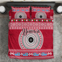 Personalised Fiji Marau Na Kerisimasi Bedding Set Merry Christmas Tapa Pattern Red Style LT9 Red - Polynesian Pride