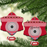 Personalised Fiji Marau Na Kerisimasi Ceramic Ornament Merry Christmas Tapa Pattern Red Style LT9 Snow Flake Red - Polynesian Pride
