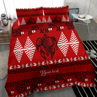 Personalised Tonga Kilisimasi Fiefia Bedding Set Merry Christmas with Turtle Ngatu Pattern LT9 - Polynesian Pride