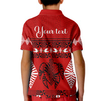 Personalised Tonga Kilisimasi Fiefia Kid Polo Shirt Merry Christmas with Turtle Ngatu Pattern LT9 - Polynesian Pride