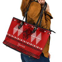 Personalised Tonga Kilisimasi Fiefia Leather Tote Bag Merry Christmas with Turtle Ngatu Pattern LT9 - Polynesian Pride