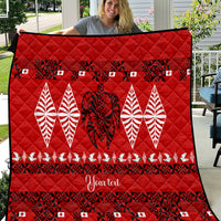 Personalised Tonga Kilisimasi Fiefia Quilt Merry Christmas with Turtle Ngatu Pattern LT9 Red - Polynesian Pride
