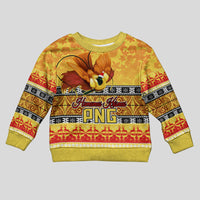PNG Hamamas Krismas Kid Ugly Christmas Sweater Papua New Guinea Bird Of Paradise Merry Christmas Gold Style LT9 Kid Gold - Polynesian Pride