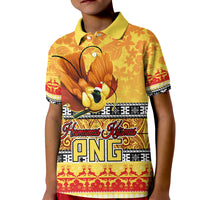 PNG Hamamas Krismas Kid Polo Shirt Papua New Guinea Bird Of Paradise Merry Christmas Gold Style LT9 Kid Gold - Polynesian Pride