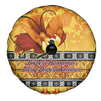 PNG Hamamas Krismas Spare Tire Cover Papua New Guinea Bird Of Paradise Merry Christmas Gold Style LT9 - Polynesian Pride
