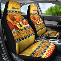 Personalised PNG Hamamas Krismas Car Seat Cover Papua New Guinea Bird Of Paradise Merry Christmas Gold Style LT9 - Polynesian Pride