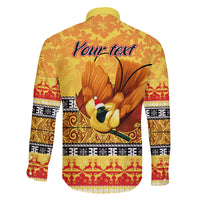 Personalised PNG Hamamas Krismas Family Matching Off Shoulder Short Dress and Hawaiian Shirt Papua New Guinea Bird Of Paradise Merry Christmas Gold Style LT9 - Polynesian Pride