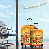 Personalised PNG Hamamas Krismas Luggage Cover Papua New Guinea Bird Of Paradise Merry Christmas Gold Style LT9 - Polynesian Pride