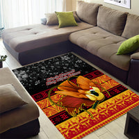 PNG Hamamas Krismas Area Rug Papua New Guinea Bird Of Paradise Merry Christmas Black Style LT9 - Polynesian Pride